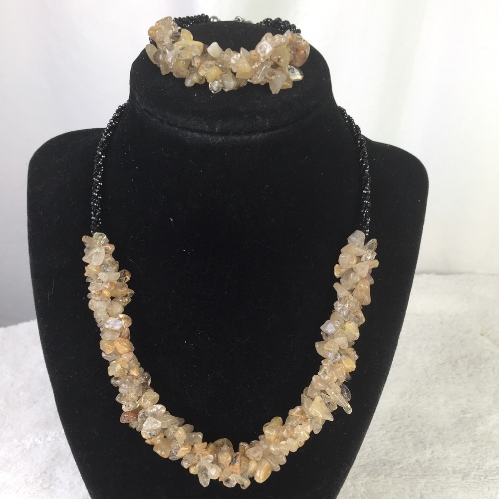 Rutilated Quartz with Thai Black Spinel Necklace